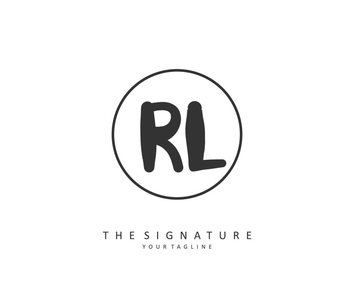 rl eerste brief handschrift en handtekening logo. een concept handschrift eerste logo met sjabloon element. vector