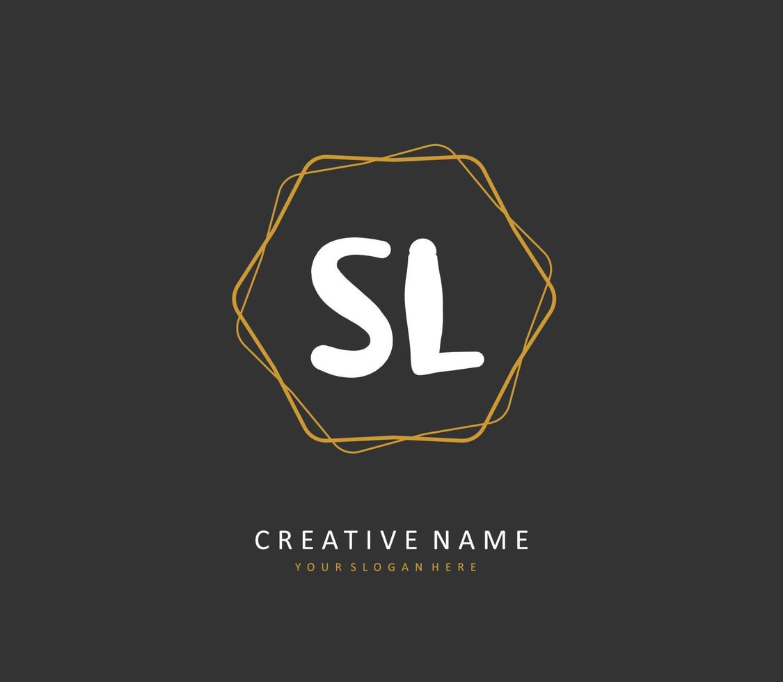 sl eerste brief handschrift en handtekening logo. een concept handschrift eerste logo met sjabloon element. vector