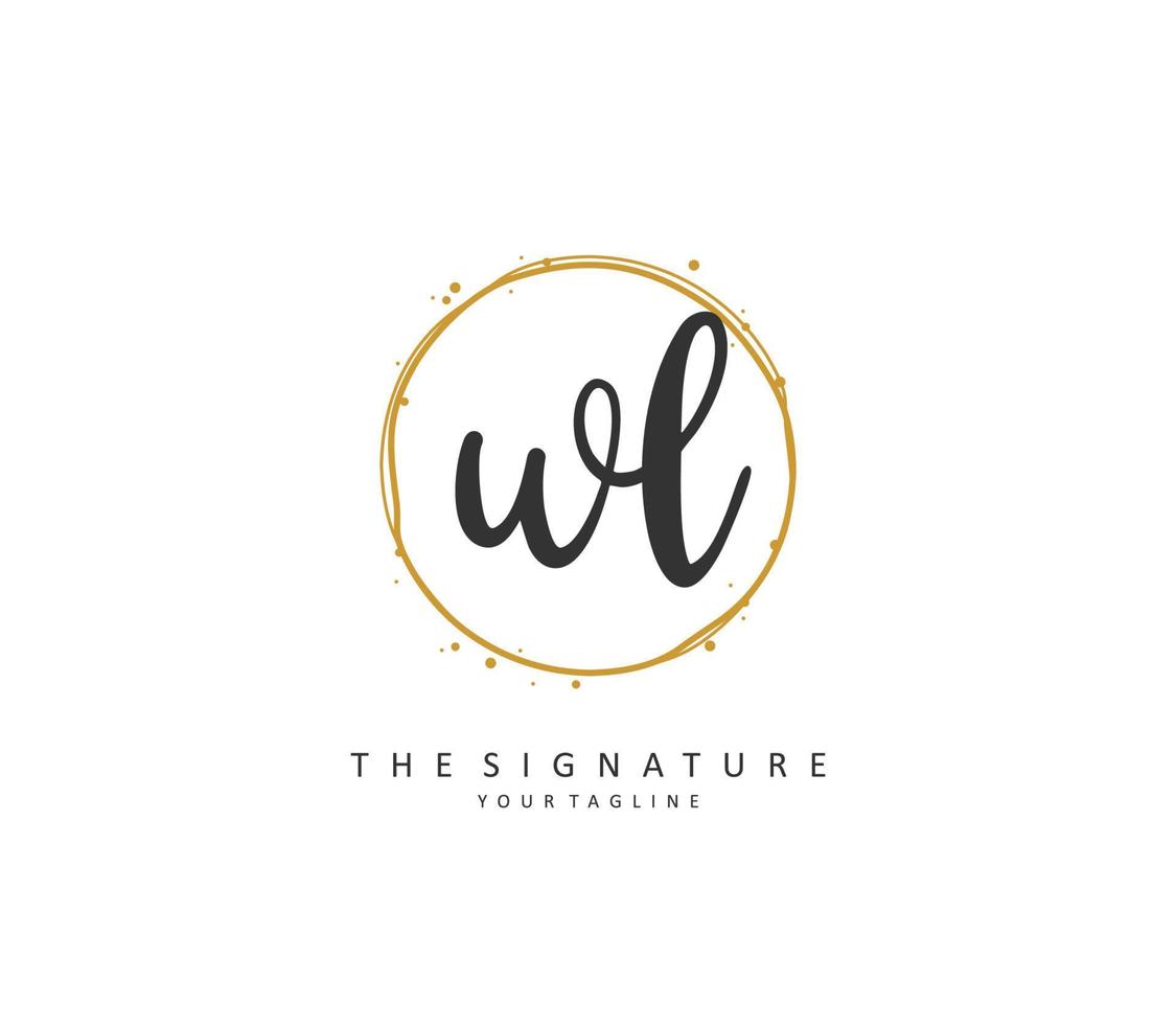 wl eerste brief handschrift en handtekening logo. een concept handschrift eerste logo met sjabloon element. vector