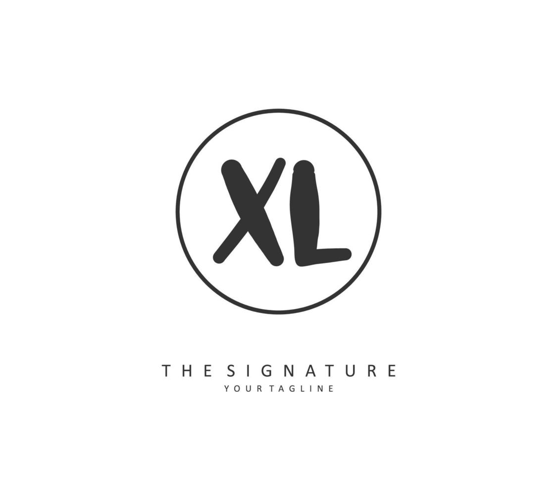 xl eerste brief handschrift en handtekening logo. een concept handschrift eerste logo met sjabloon element. vector