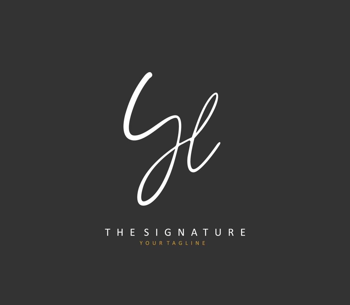 yl eerste brief handschrift en handtekening logo. een concept handschrift eerste logo met sjabloon element. vector