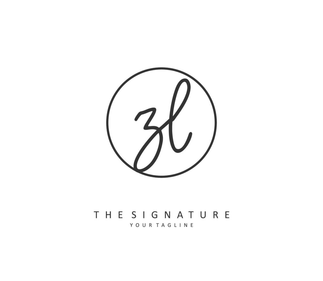 zl eerste brief handschrift en handtekening logo. een concept handschrift eerste logo met sjabloon element. vector