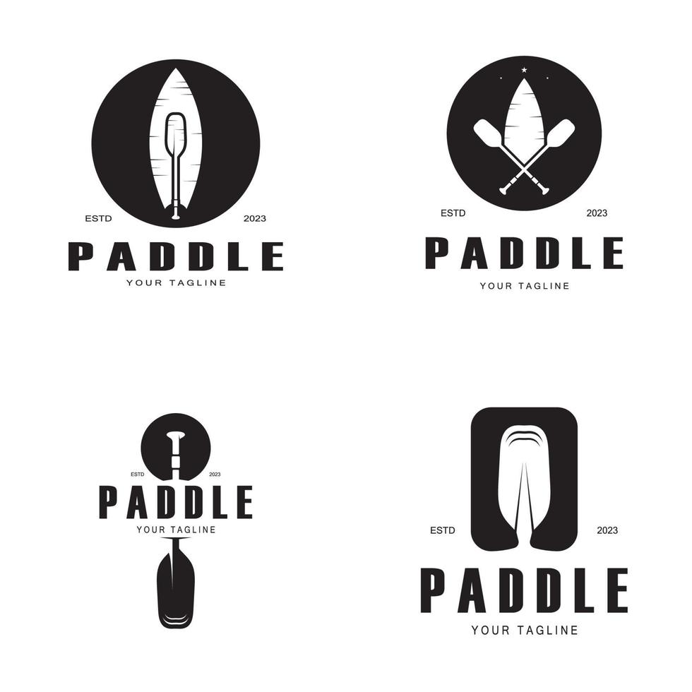 gemakkelijk peddelen logo ontwerp voor surfen, raften, kano, boot, surfen en roeien uitrusting zakelijk, vector