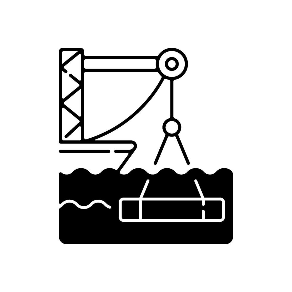 onderwater constructie zwarte lineaire pictogram vector