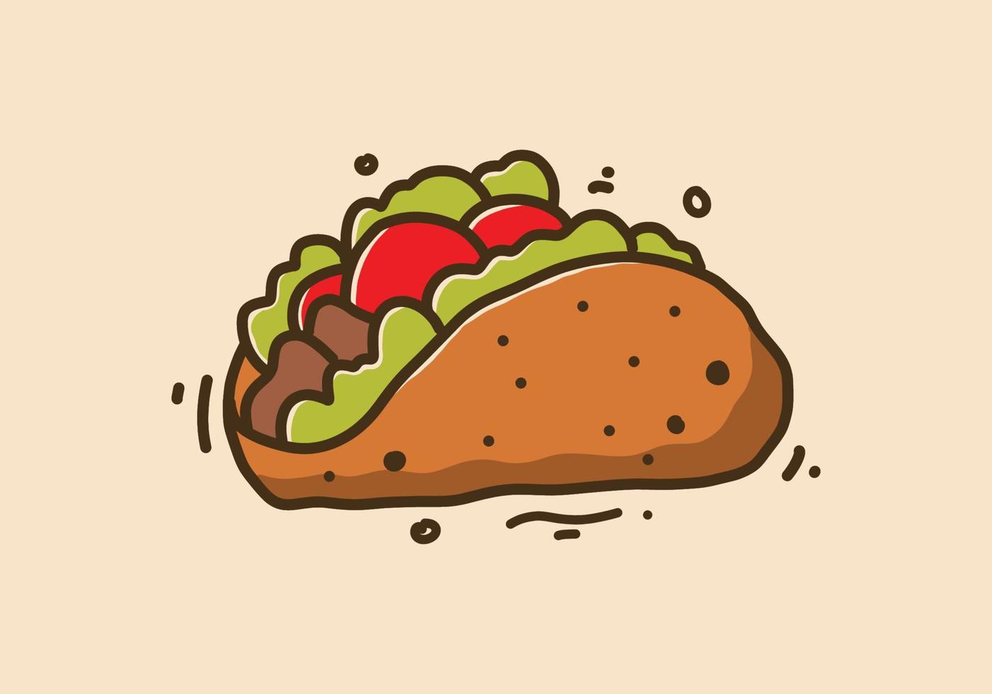 hand- tekening ontwerp van Mexicaans voedsel taco's vector