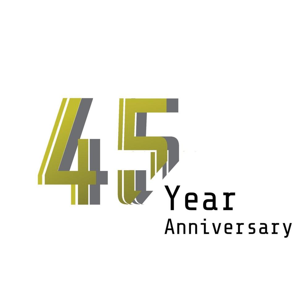 45 jaar verjaardag viering goud zwarte achtergrond kleur vector sjabloon ontwerp illustratie