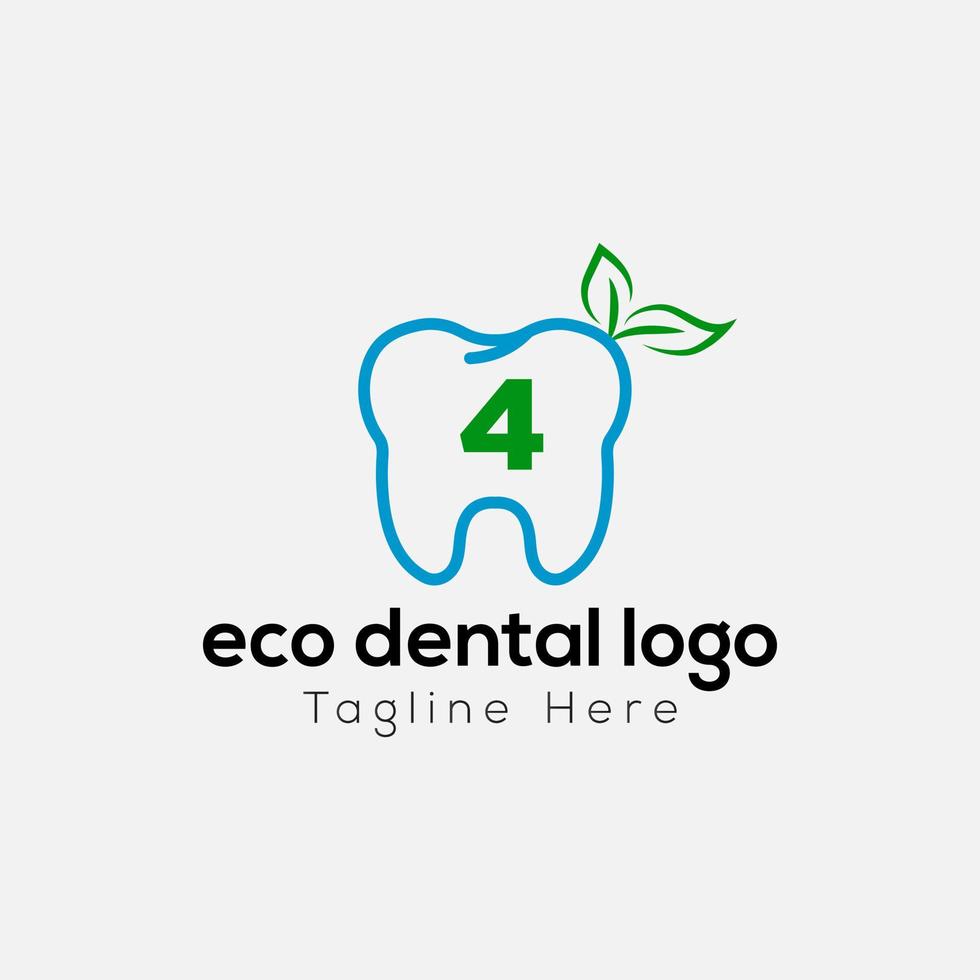eco tandheelkundig logo Aan brief 4 sjabloon. eco tandheelkundig Aan 4 brief, eerste eco tandheelkundig, tanden teken concept vector