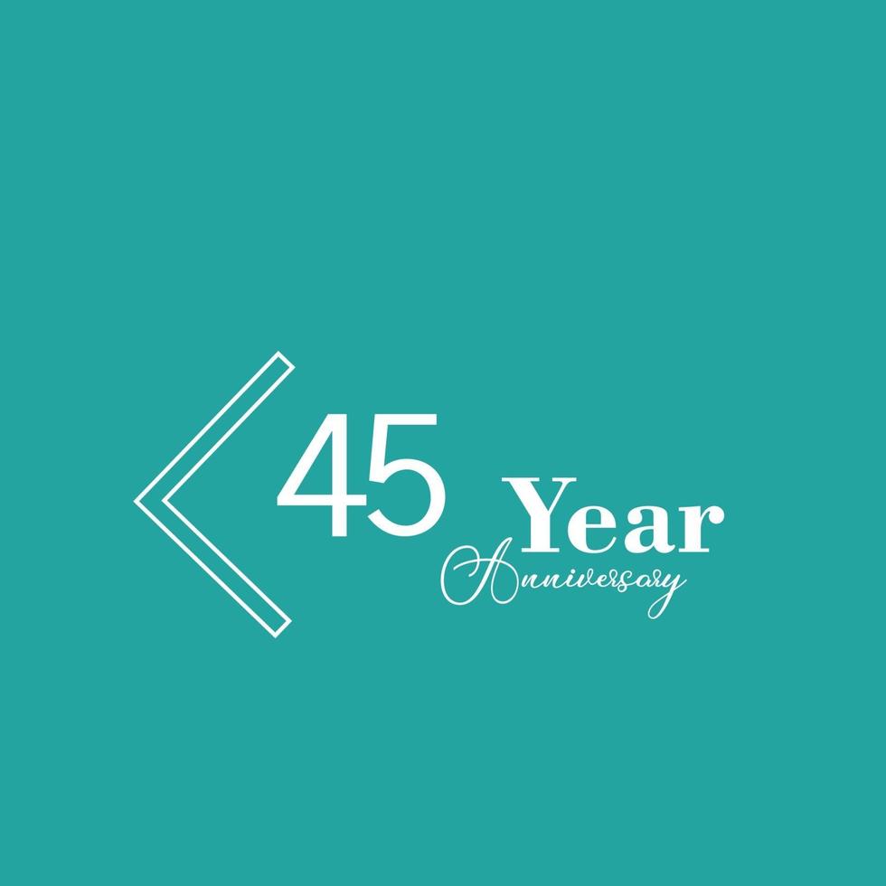 45 jaar verjaardag viering blauwe kleur vector sjabloon ontwerp illustratie