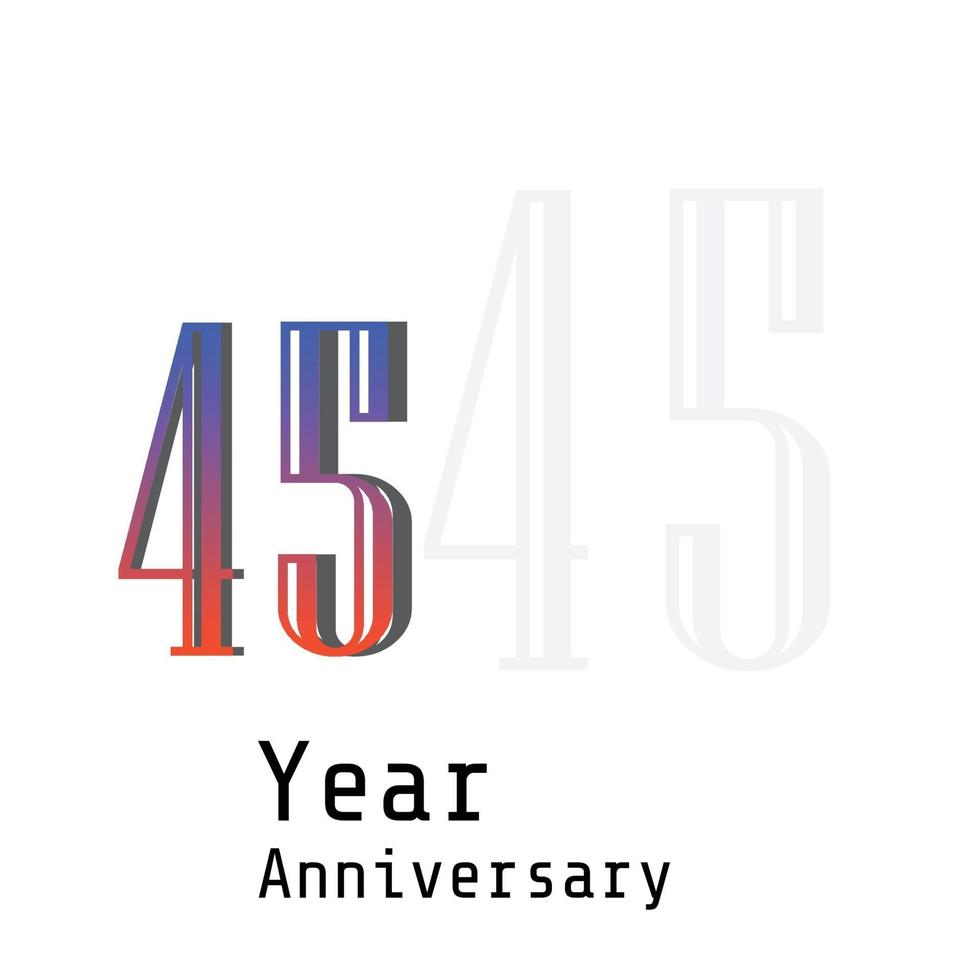 45 jaar verjaardag viering regenboog kleur vector sjabloon ontwerp illustratie