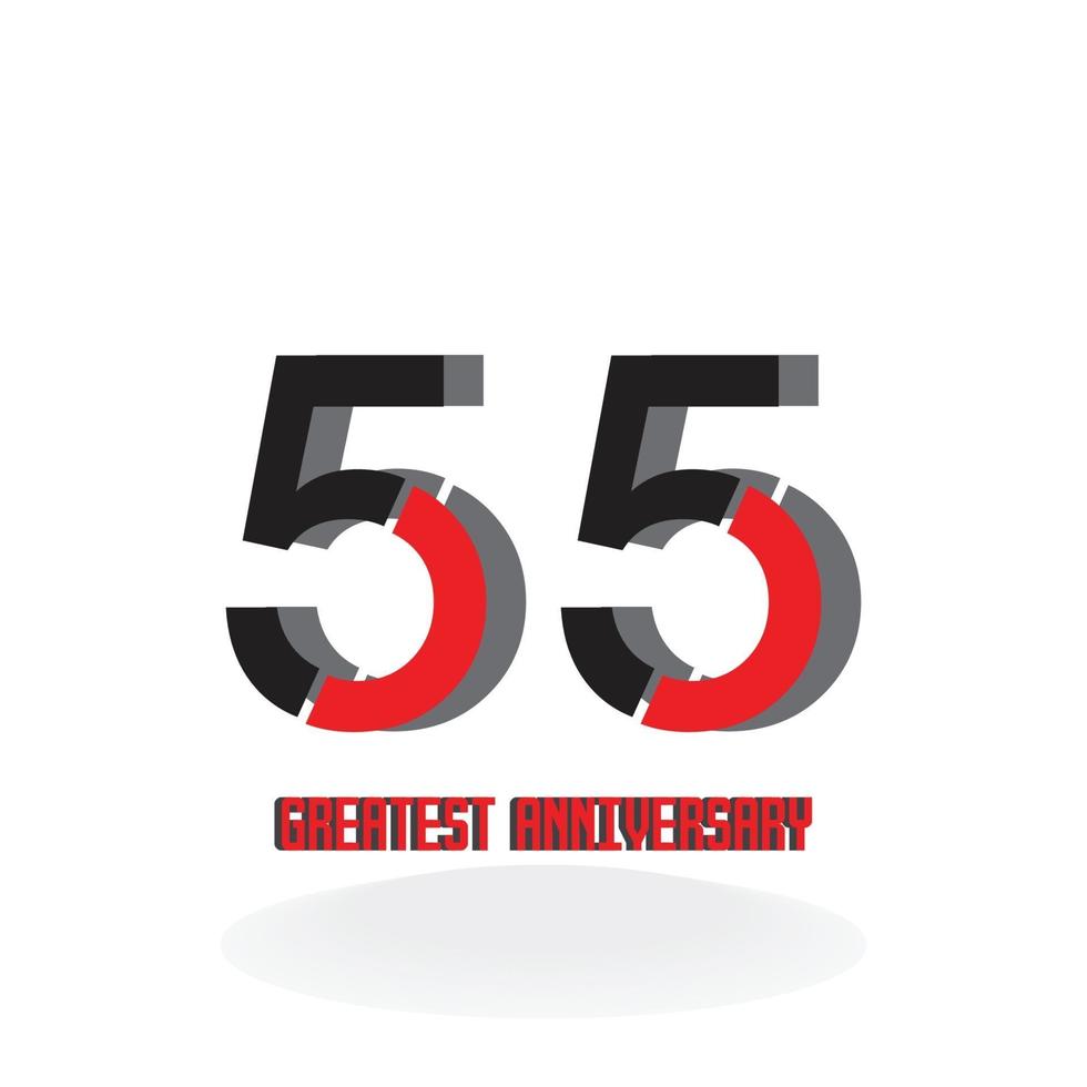 55 jaar verjaardag viering rode kleur vector sjabloon ontwerp illustratie