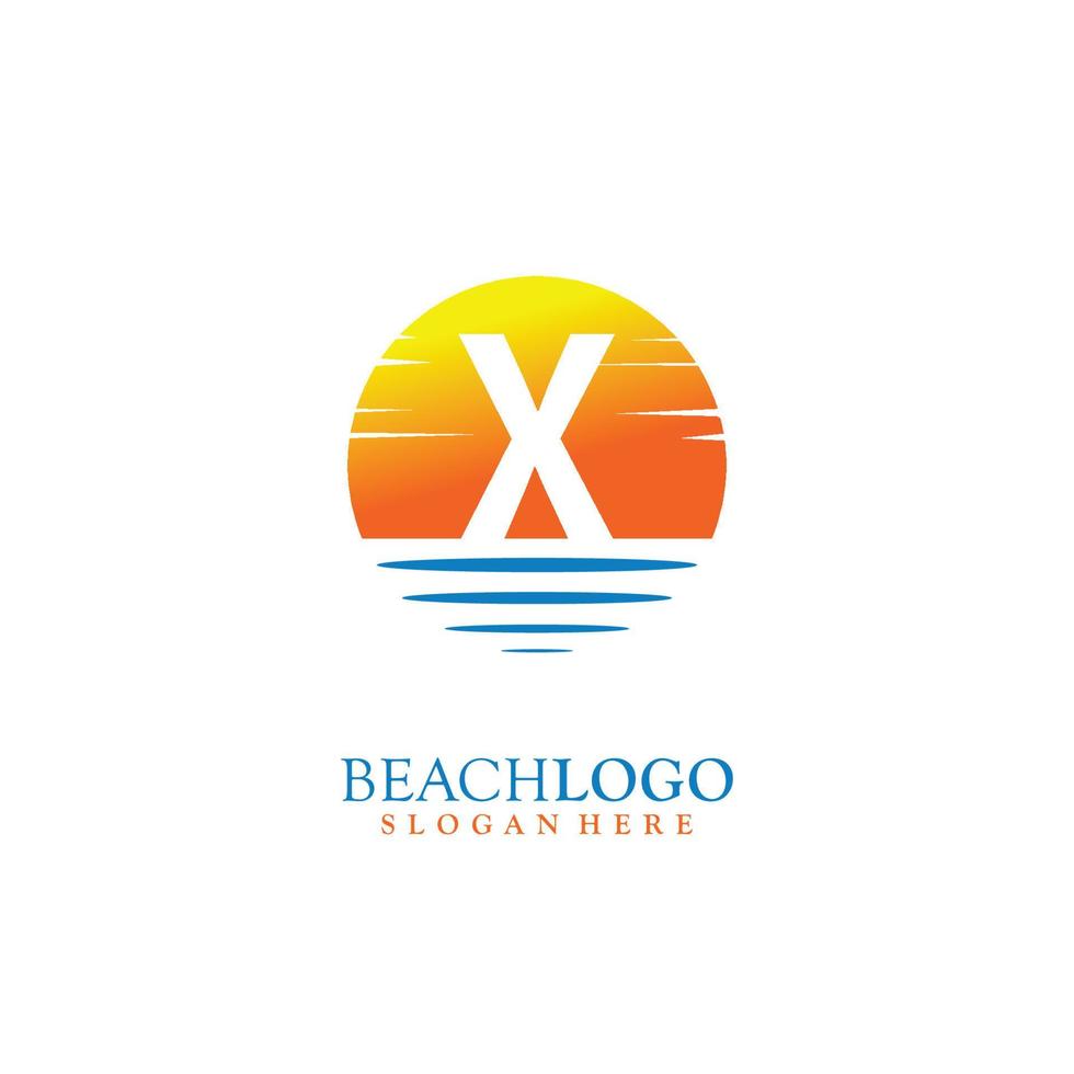 brief X zonsondergang logo ontwerp vector illustratie