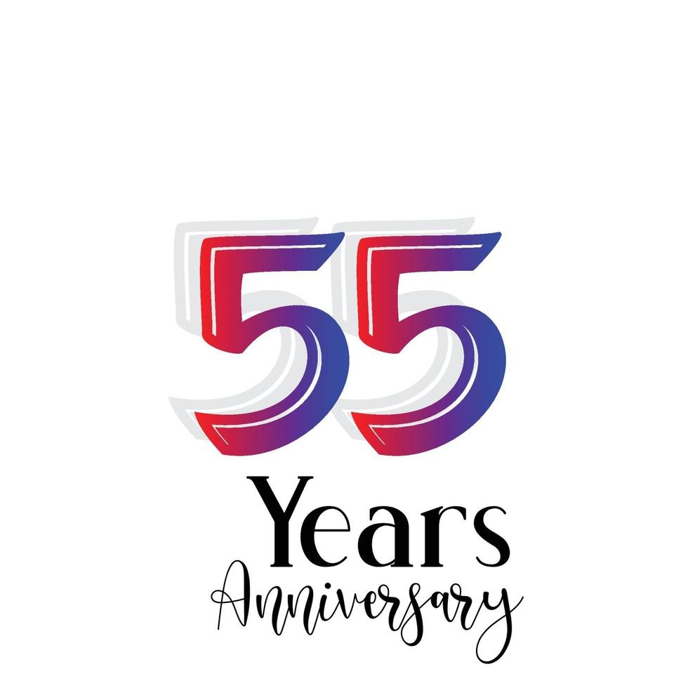 55 jaar verjaardag viering regenboog kleur vector sjabloon ontwerp illustratie