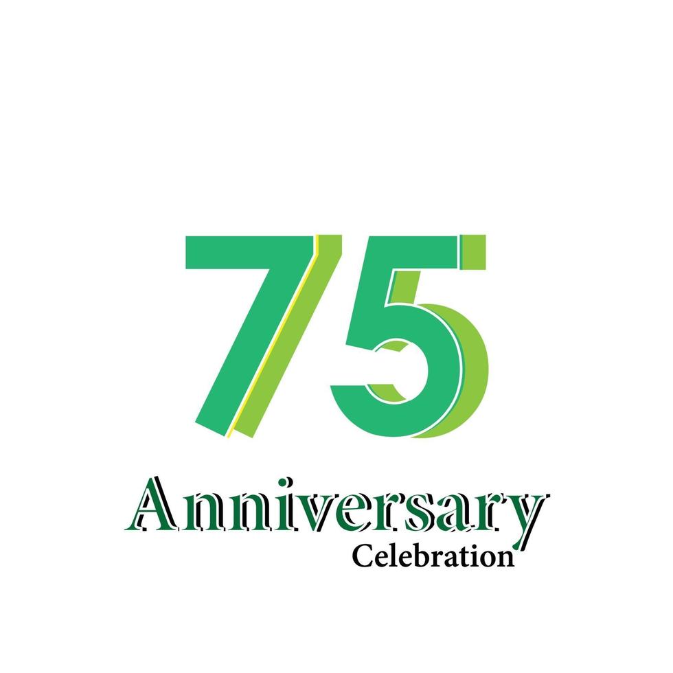 75 jaar jubileum groene kleur vector sjabloon ontwerp illustratie