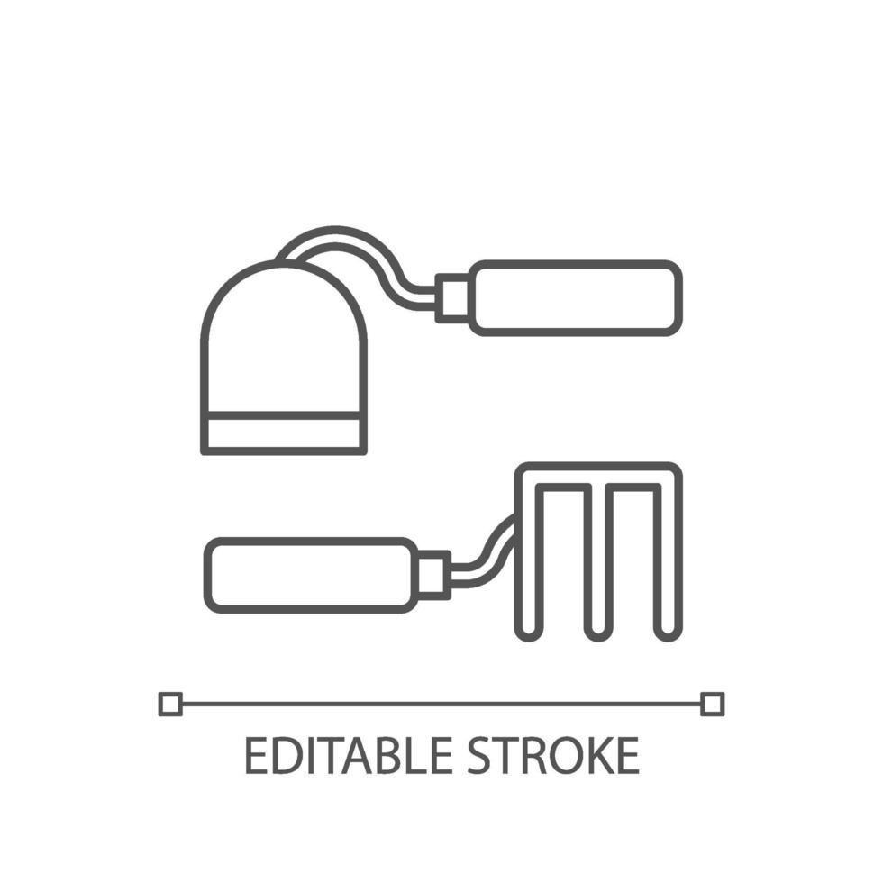 schoffel en vork schoffels lineaire pictogram vector