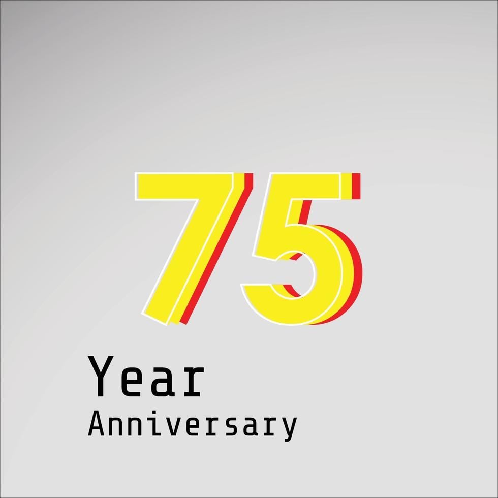 75 jaar jubileum gele kleur vector sjabloon ontwerp illustratie