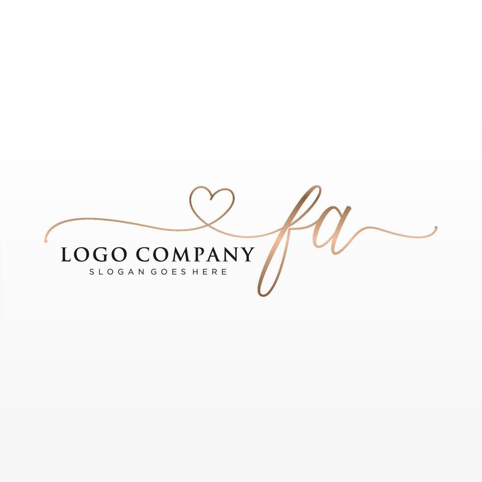 eerste fa vrouwelijk logo collecties sjabloon. handschrift logo van eerste handtekening, bruiloft, mode, juwelen, boetiek, bloemen en botanisch met creatief sjabloon voor ieder bedrijf of bedrijf. vector