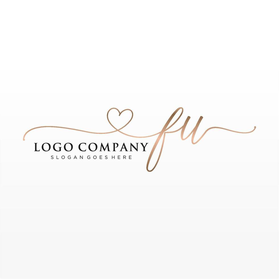 eerste fu vrouwelijk logo collecties sjabloon. handschrift logo van eerste handtekening, bruiloft, mode, juwelen, boetiek, bloemen en botanisch met creatief sjabloon voor ieder bedrijf of bedrijf. vector