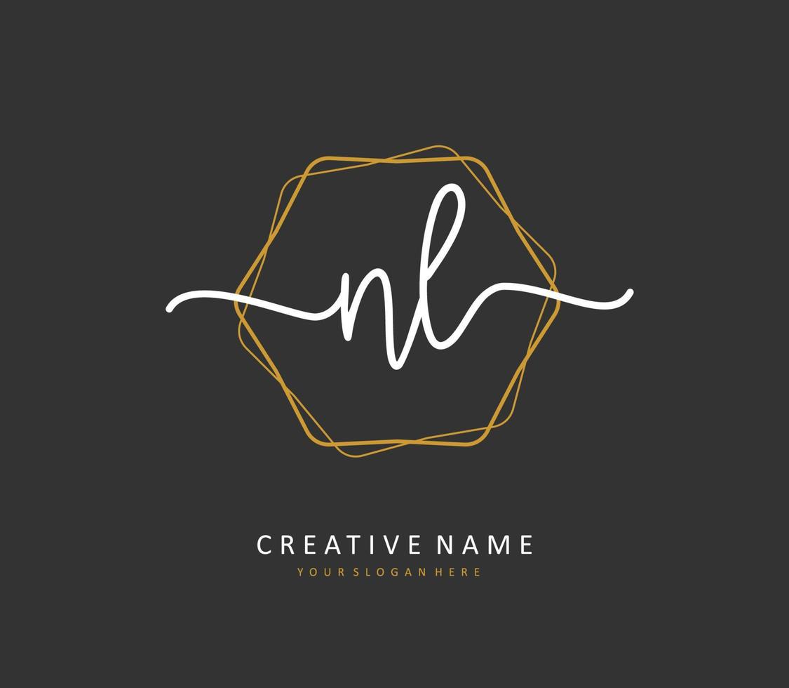 nl eerste brief handschrift en handtekening logo. een concept handschrift eerste logo met sjabloon element. vector