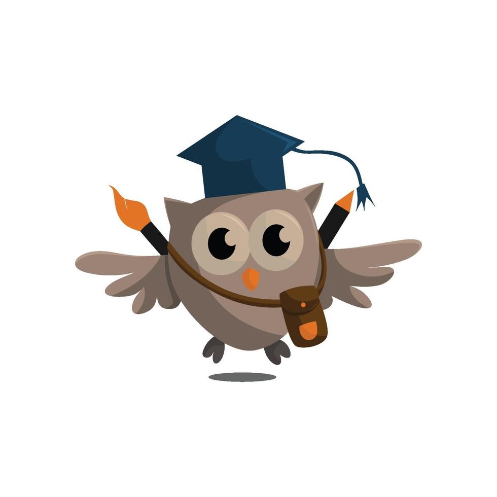 uil vogel sjabloonontwerp slim onderwijs met uil-symbool vector