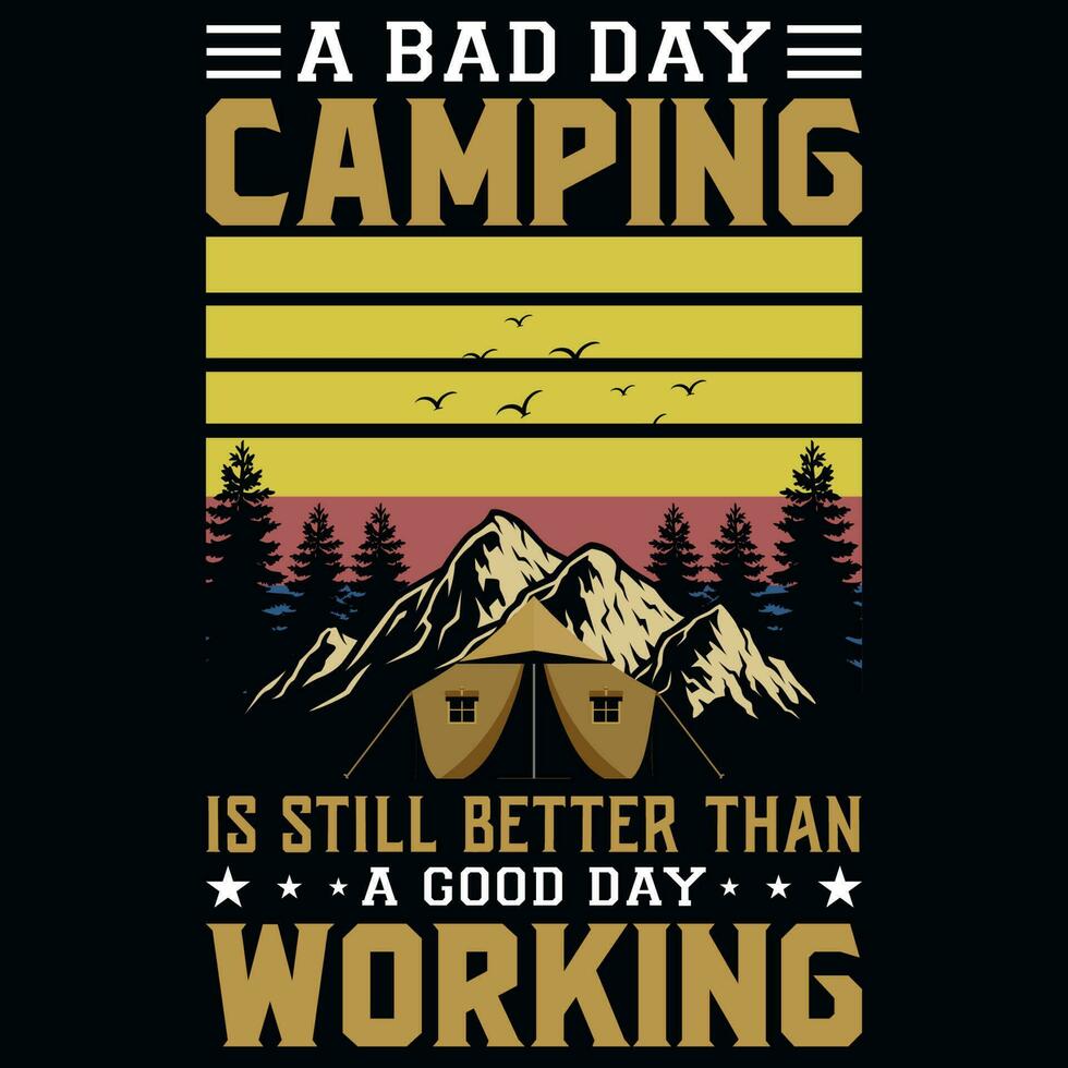 berg camping jaargangen t-shirt ontwerp vector