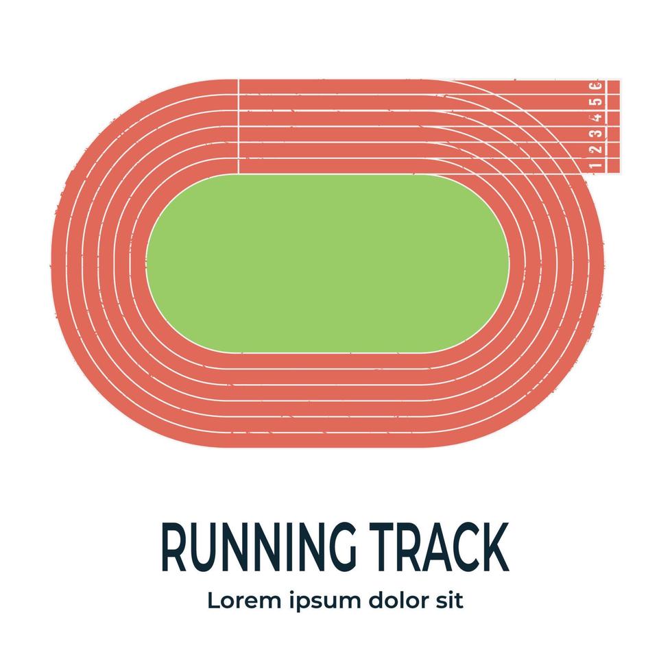 rennen spoor, top visie van sport stadion. vector illustratie.