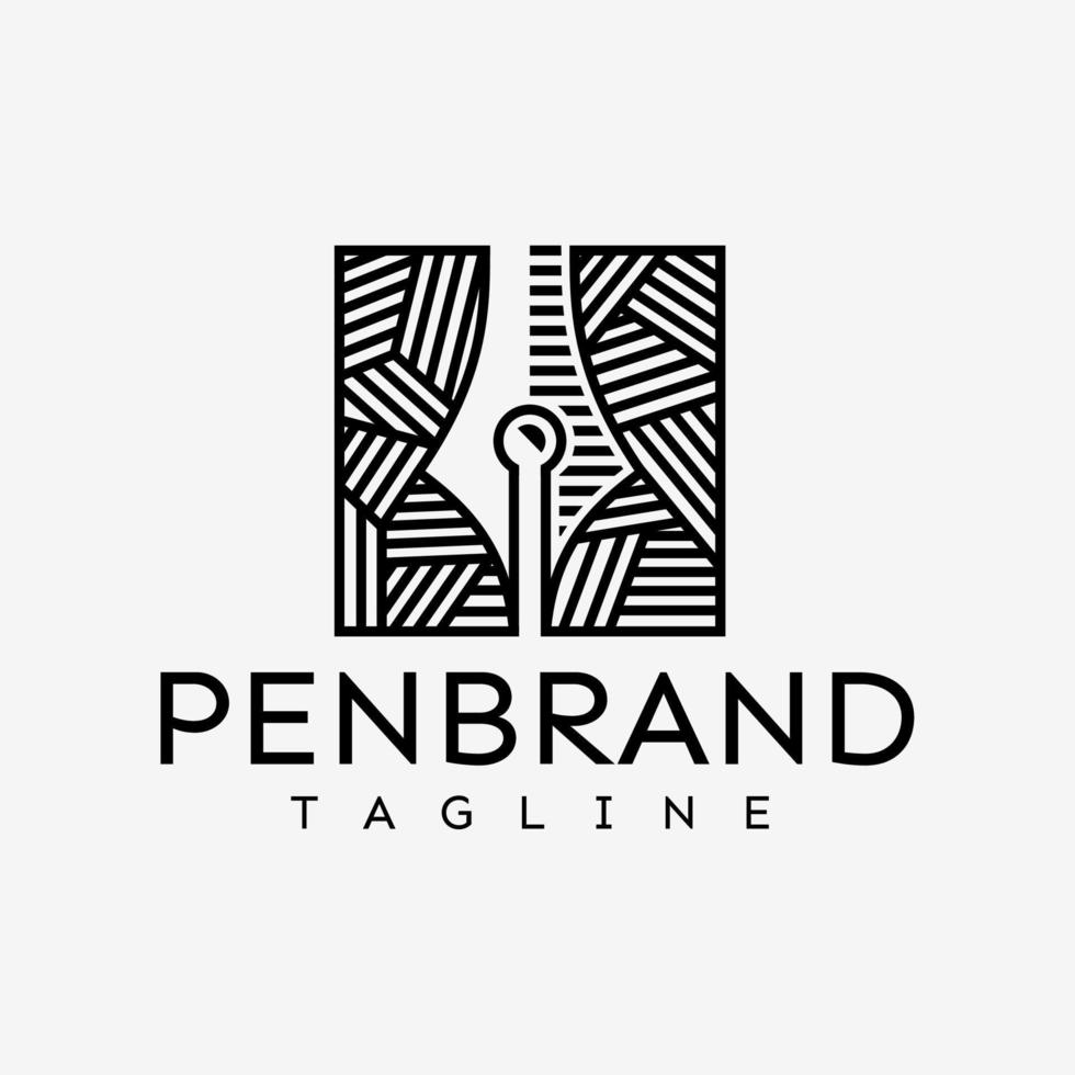 minimalistische overladen lijn pen logo ontwerp. luxe plein accounting pen logo merk. vector