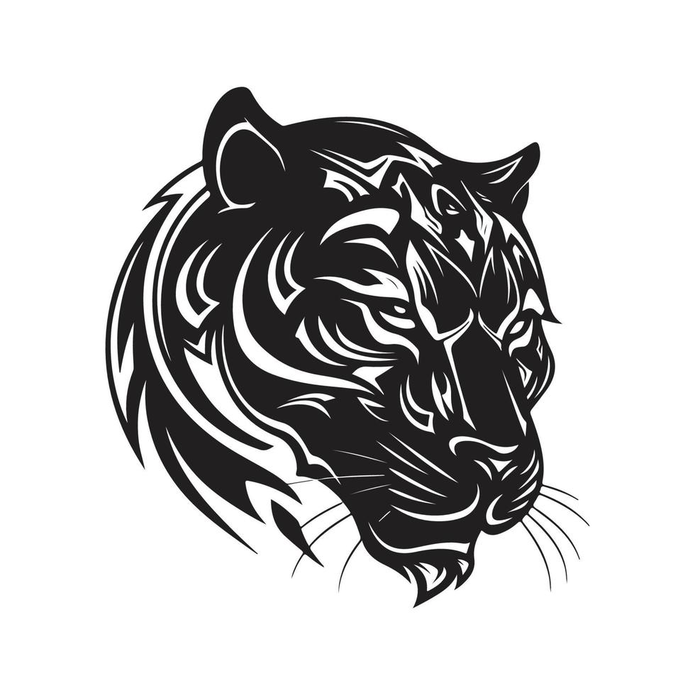 panter hoofd, logo concept zwart en wit kleur, hand- getrokken illustratie vector