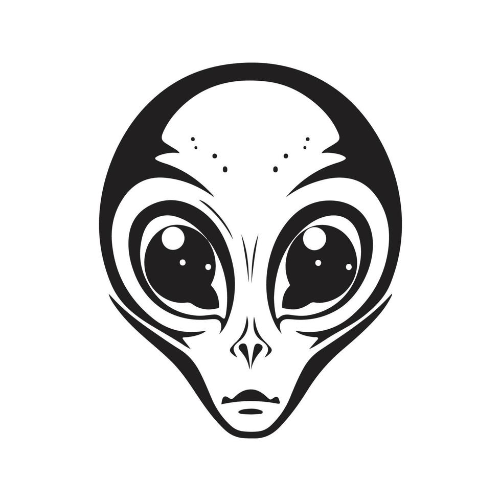 buitenaards wezen, logo concept zwart en wit kleur, hand- getrokken illustratie vector