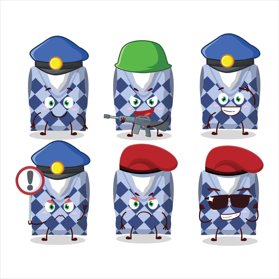 een toegewijd Politie officier van blauw school- hesje mascotte ontwerp stijl vector