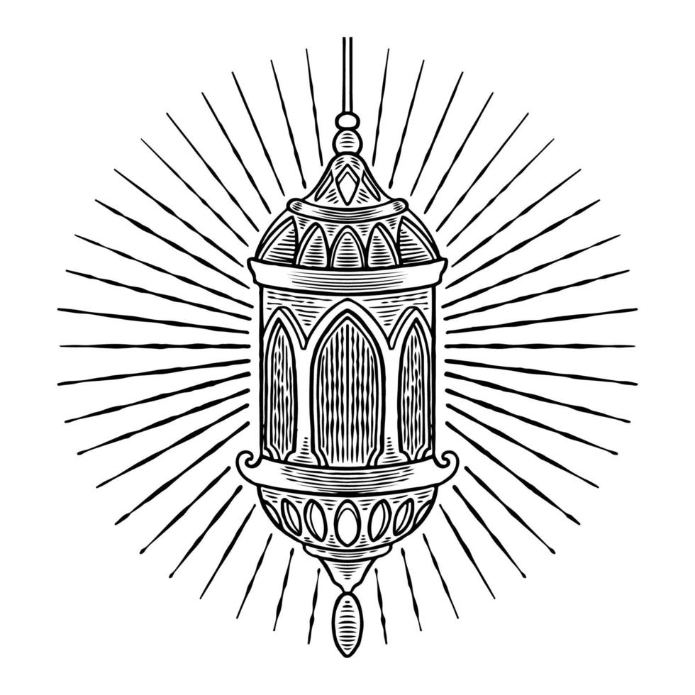 hand getrokken schets stijl oude Turkse lantaarn. ramadan islamitisch thema met vintage Arabische lamp ontwerpelement. moslim mensen vakantieviering geïsoleerd op een witte achtergrond. vector illustratie
