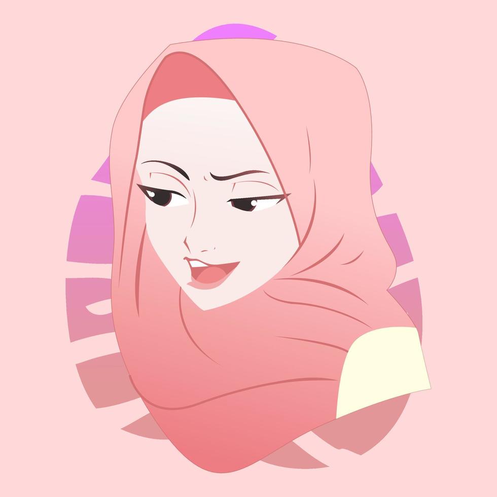 Moslim Islamitisch hijab schattig meisje vector vlak illustratie ontwerp