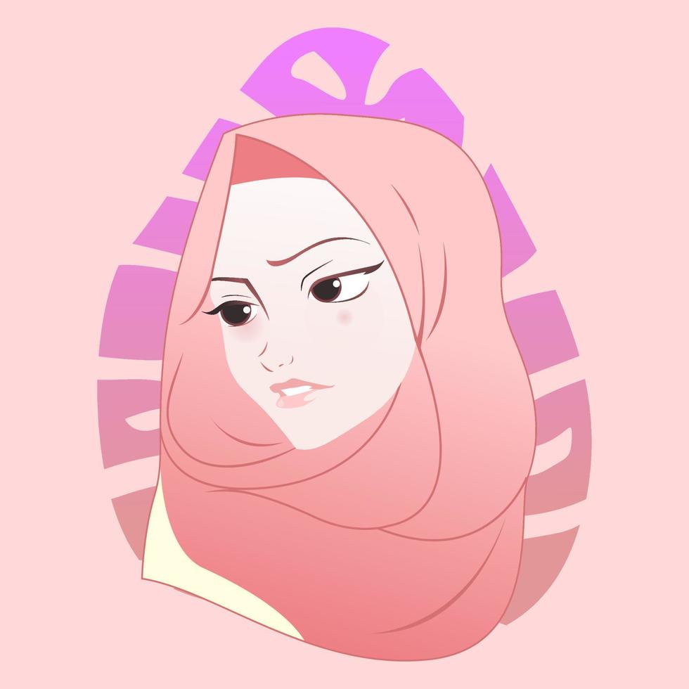 Moslim Islamitisch hijab schattig meisje vector vlak illustratie ontwerp