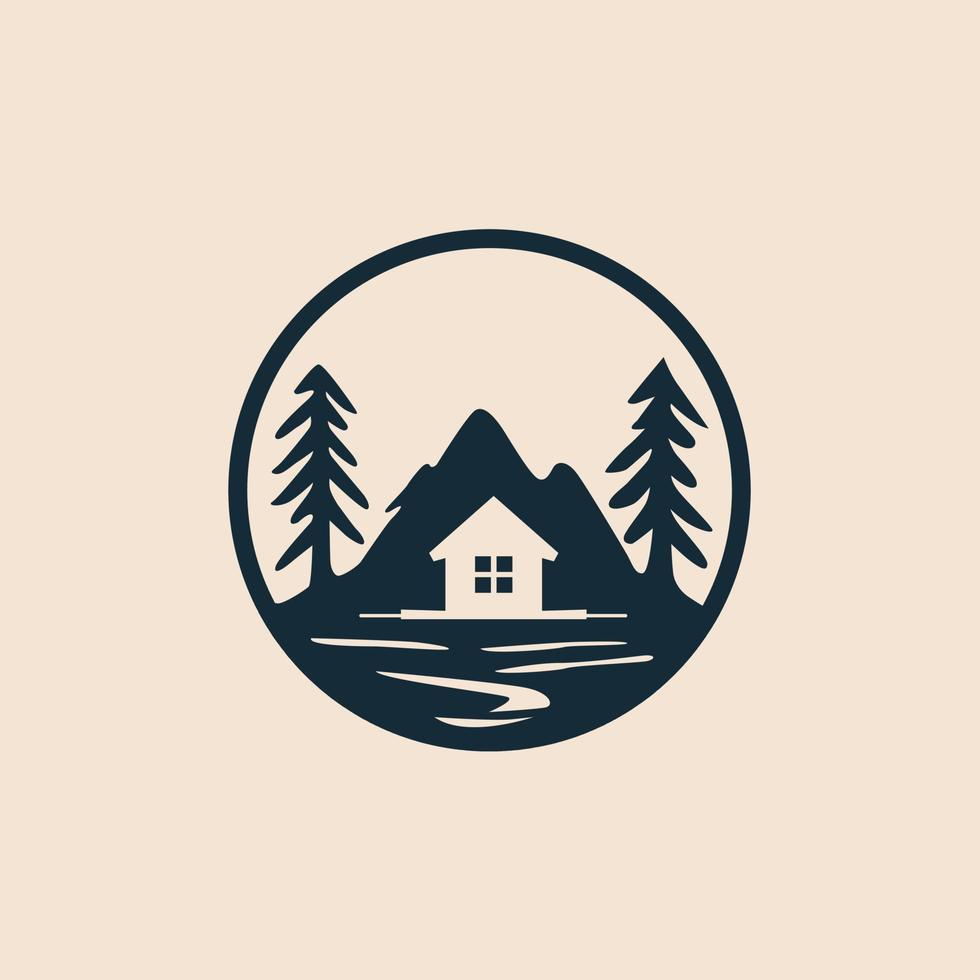 huis berg natuur logo vector