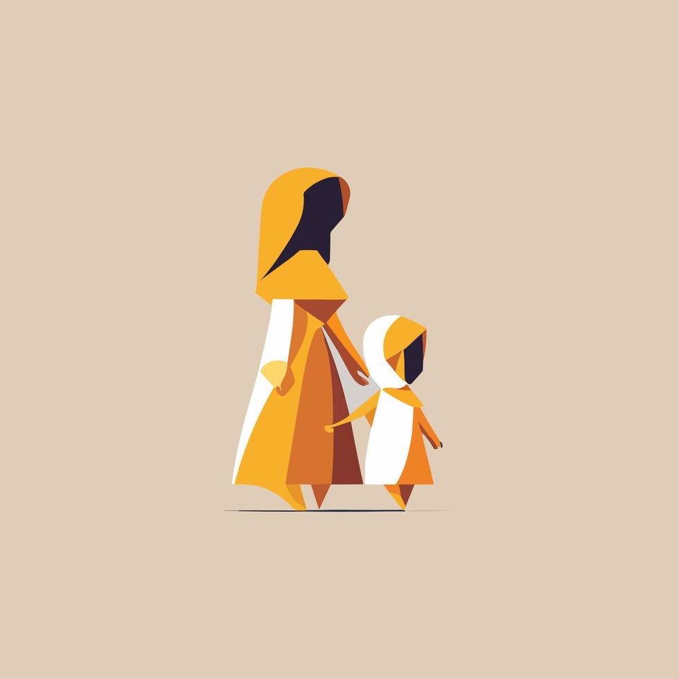 moeder en kind abstract vector logo