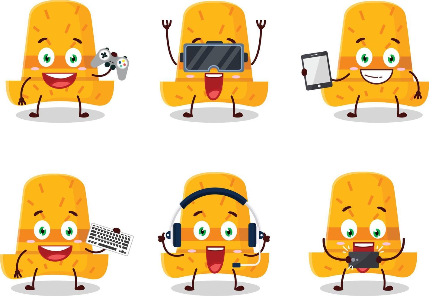 rietje hoed tekenfilm karakter zijn spelen spellen met divers schattig emoticons vector