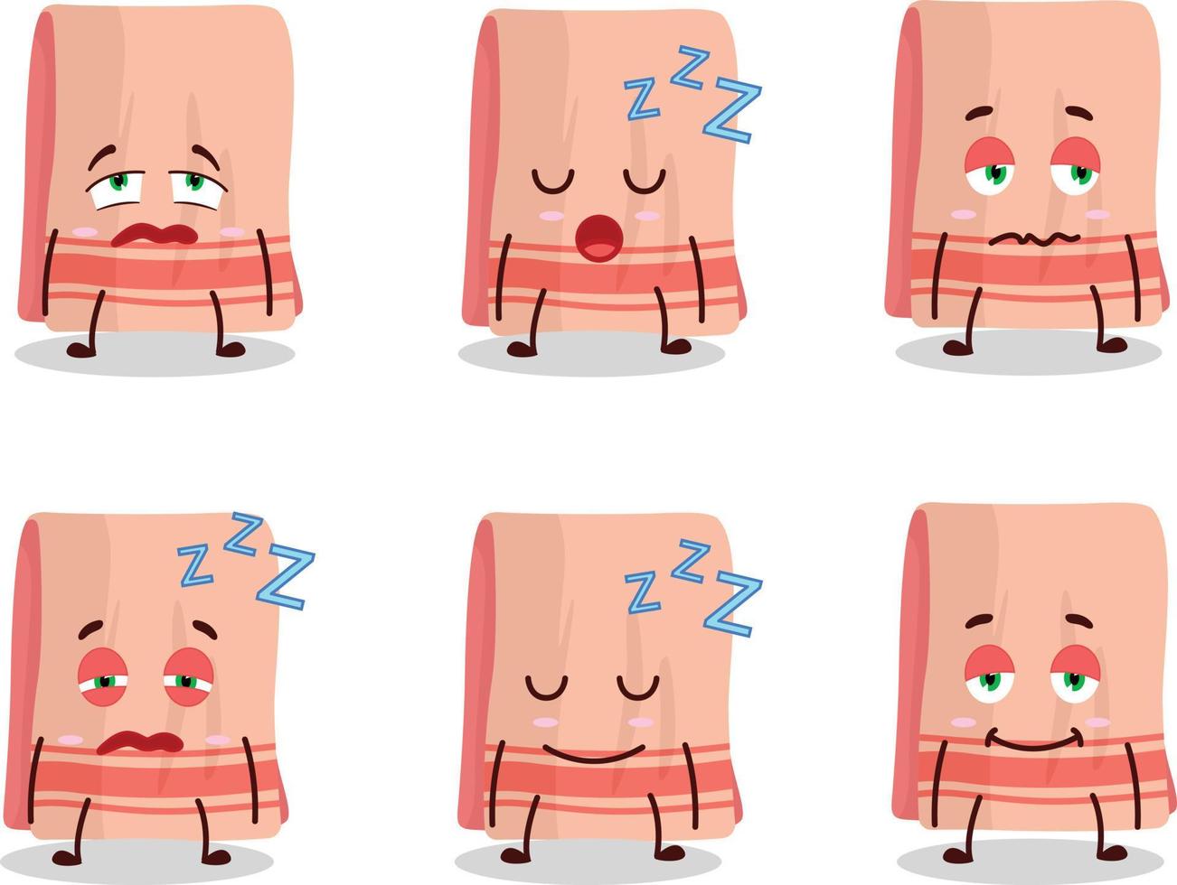 tekenfilm karakter van handdoek met slaperig uitdrukking vector
