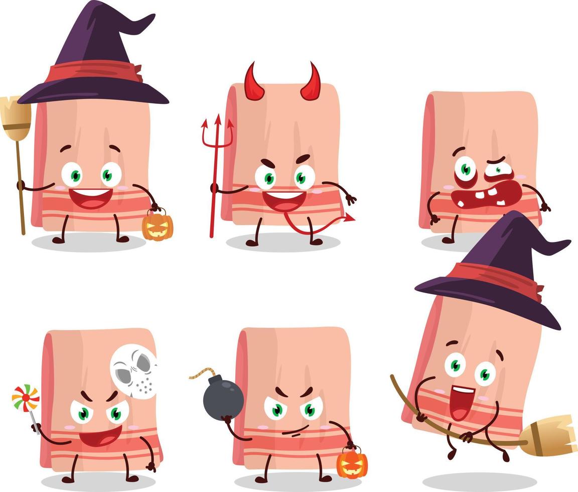 halloween uitdrukking emoticons met tekenfilm karakter van handdoek vector