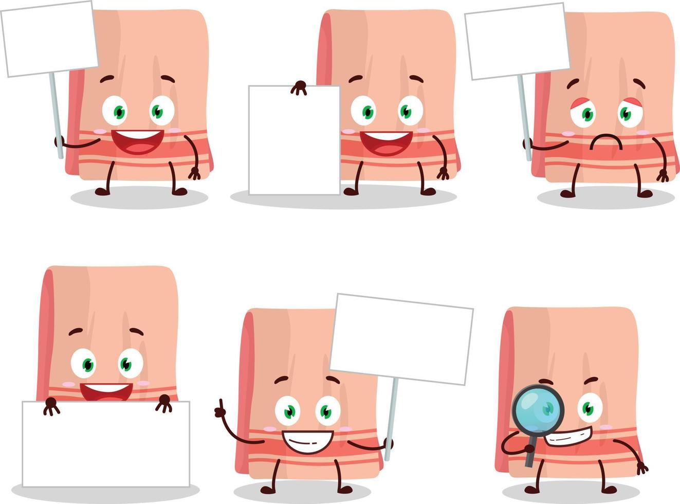handdoek tekenfilm in karakter brengen informatie bord vector