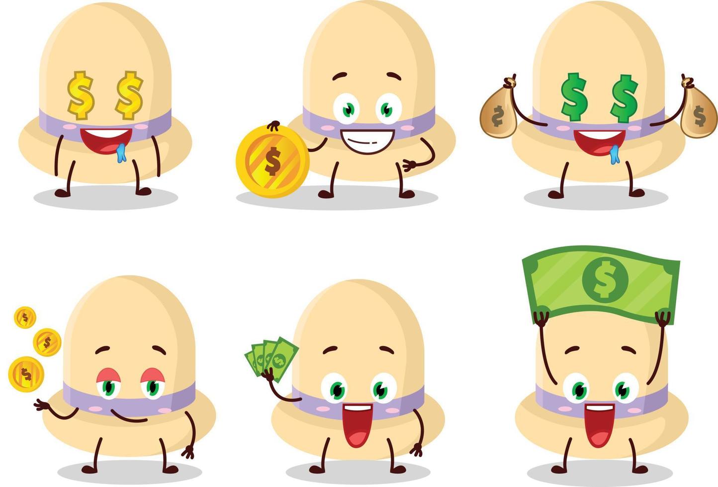 zomer hoed tekenfilm karakter met schattig emoticon brengen geld vector