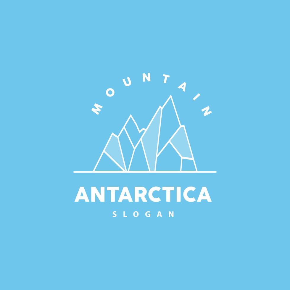 ijsberg logo, antarctisch bergen vector in ijs blauw kleur, natuur ontwerp, Product merk illustratie sjabloon icoon