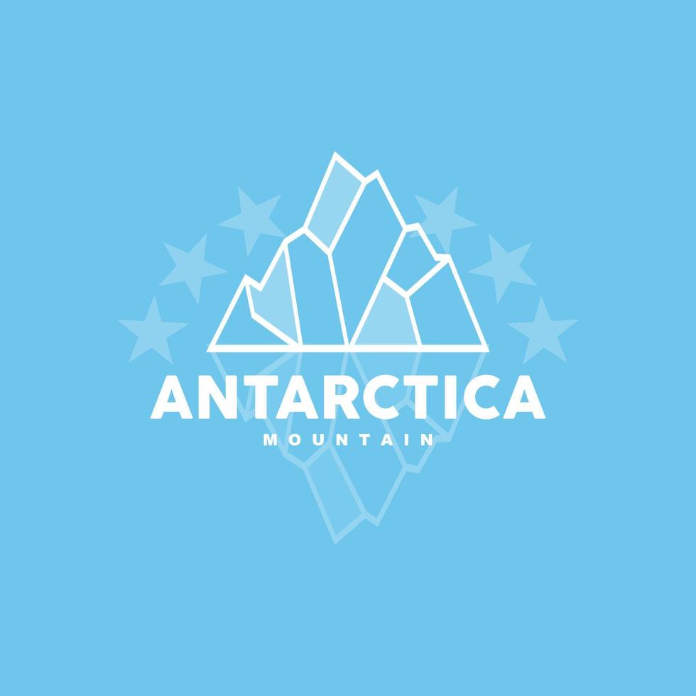 ijsberg logo, antarctisch bergen vector in ijs blauw kleur, natuur ontwerp, Product merk illustratie sjabloon icoon