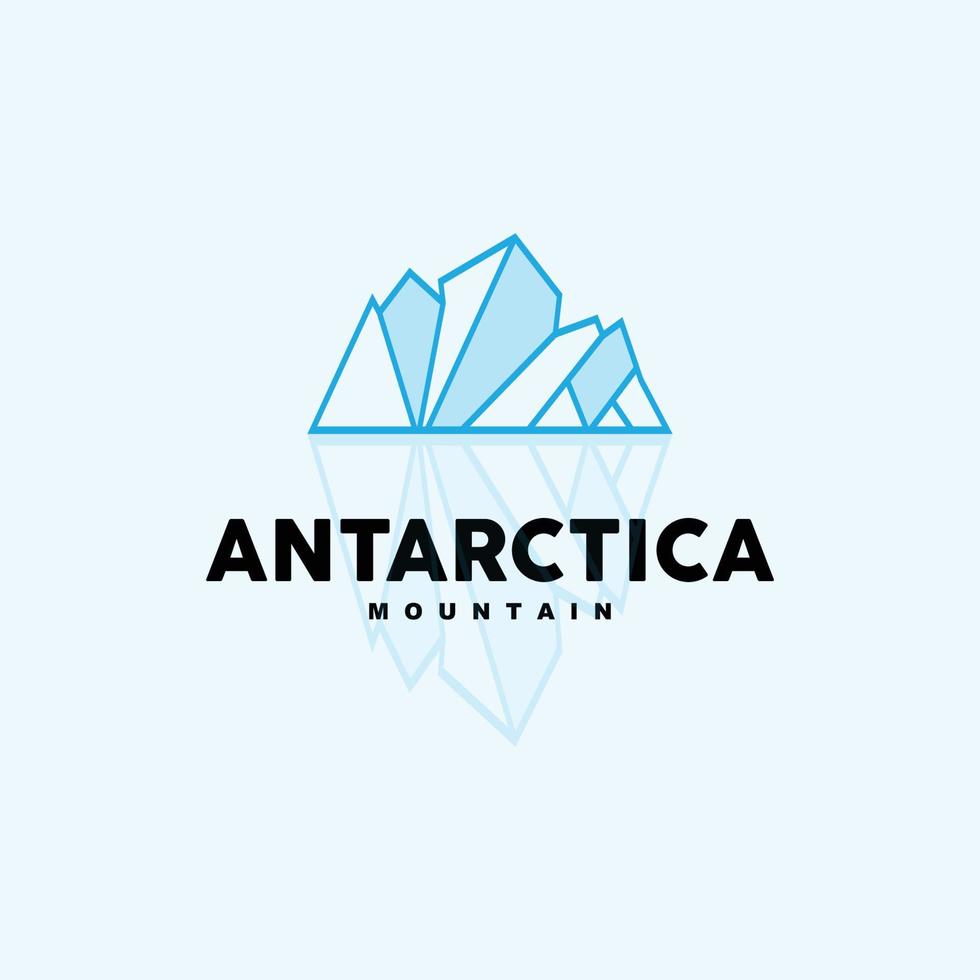 ijsberg logo, antarctisch bergen vector in ijs blauw kleur, natuur ontwerp, Product merk illustratie sjabloon icoon