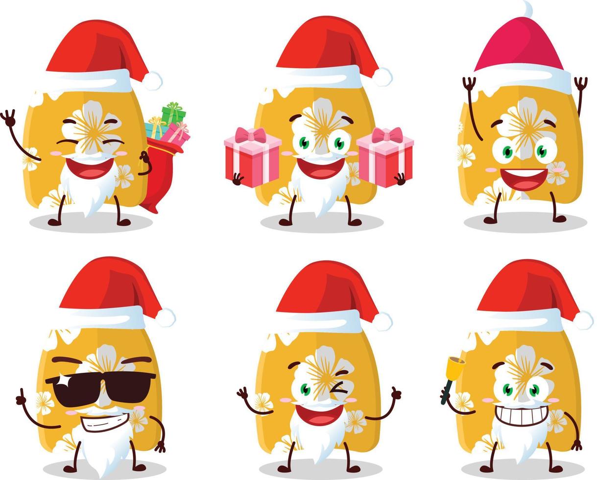 de kerstman claus emoticons met surfing bord tekenfilm karakter vector