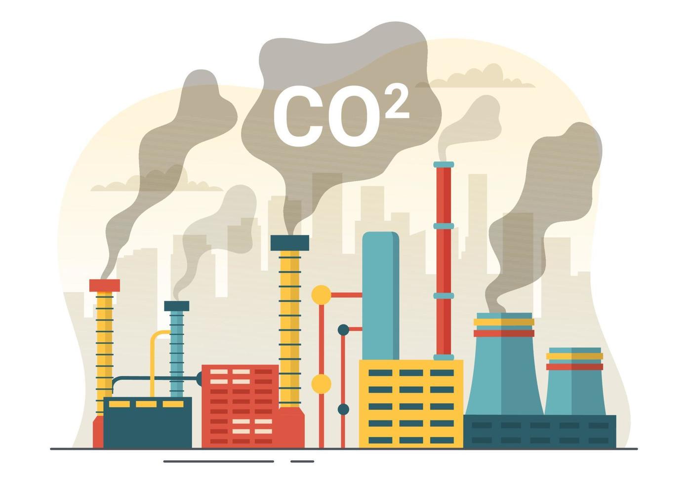 koolstof dioxide of co2 illustratie naar opslaan planeet aarde van klimaat verandering net zo een resultaat van fabriek en voertuig verontreiniging in hand- getrokken Sjablonen vector