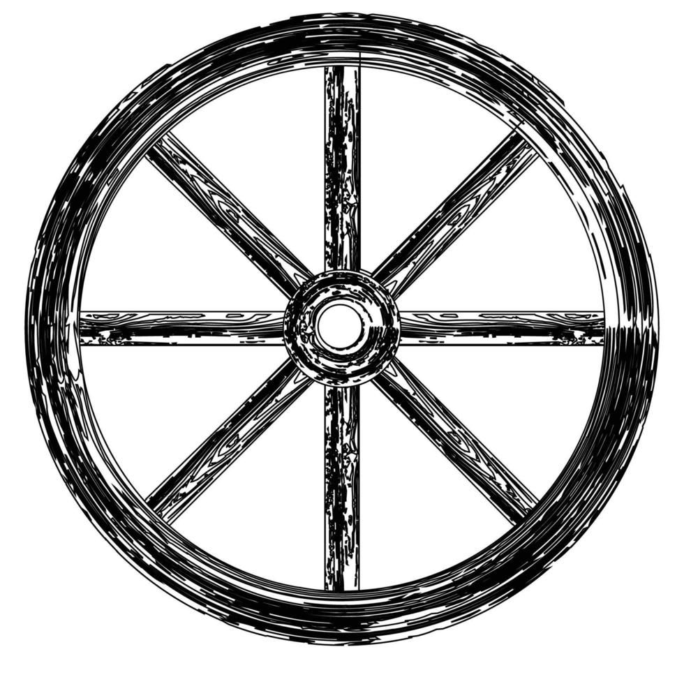 wijnoogst houten wiel vector icoon
