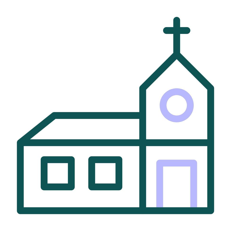kathedraal icoon duokleur groen Purper kleur Pasen symbool illustratie. vector