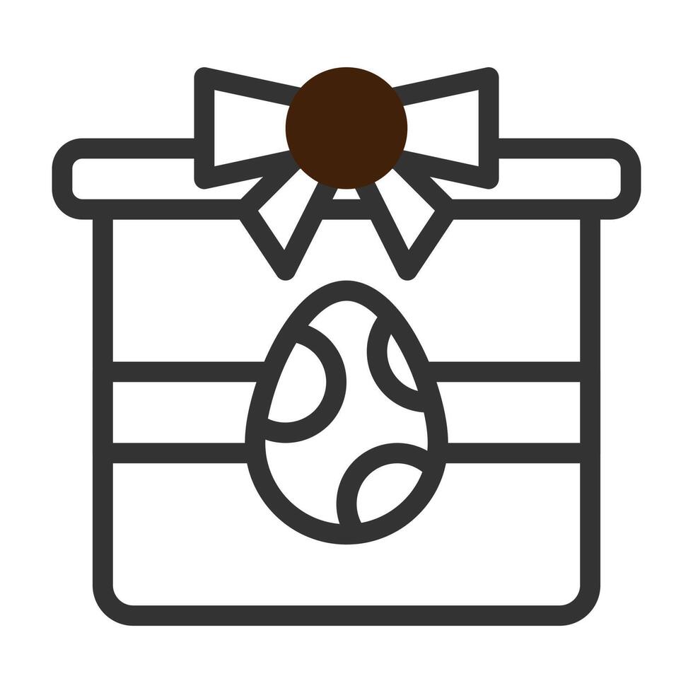 geschenk ei icoon duotoon grijs bruin kleur Pasen symbool illustratie. vector