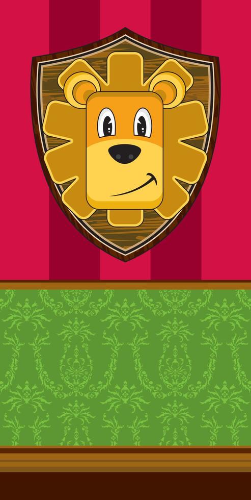 schattig tekenfilm leeuw Aan trofee monteren - koning van de oerwoud karakter vector