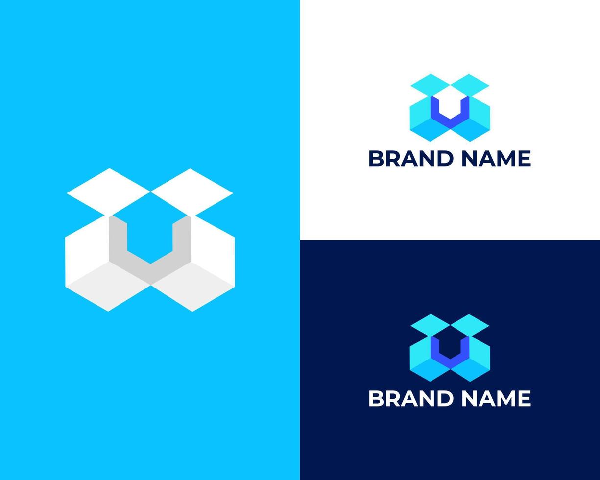 u pijl modern 3d logo ontwerp sjabloon vector