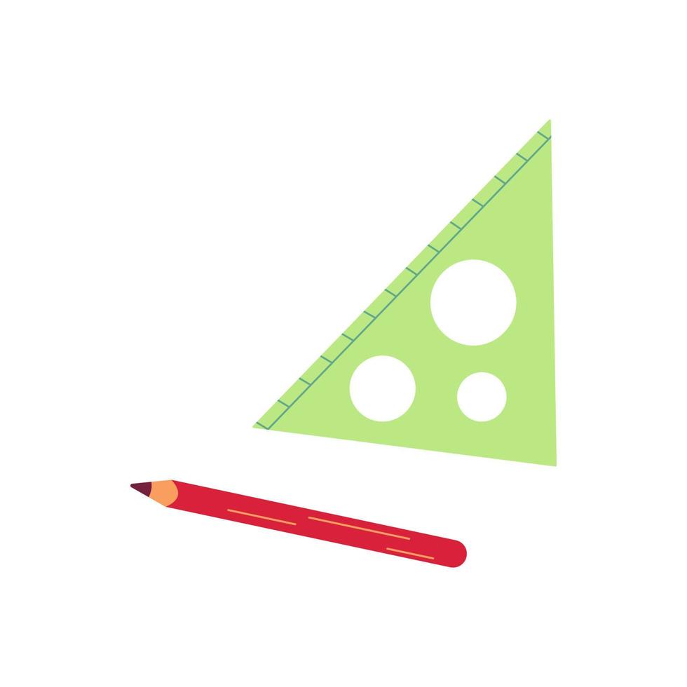 heerser driehoek en potlood. vector geïsoleerd illustratie